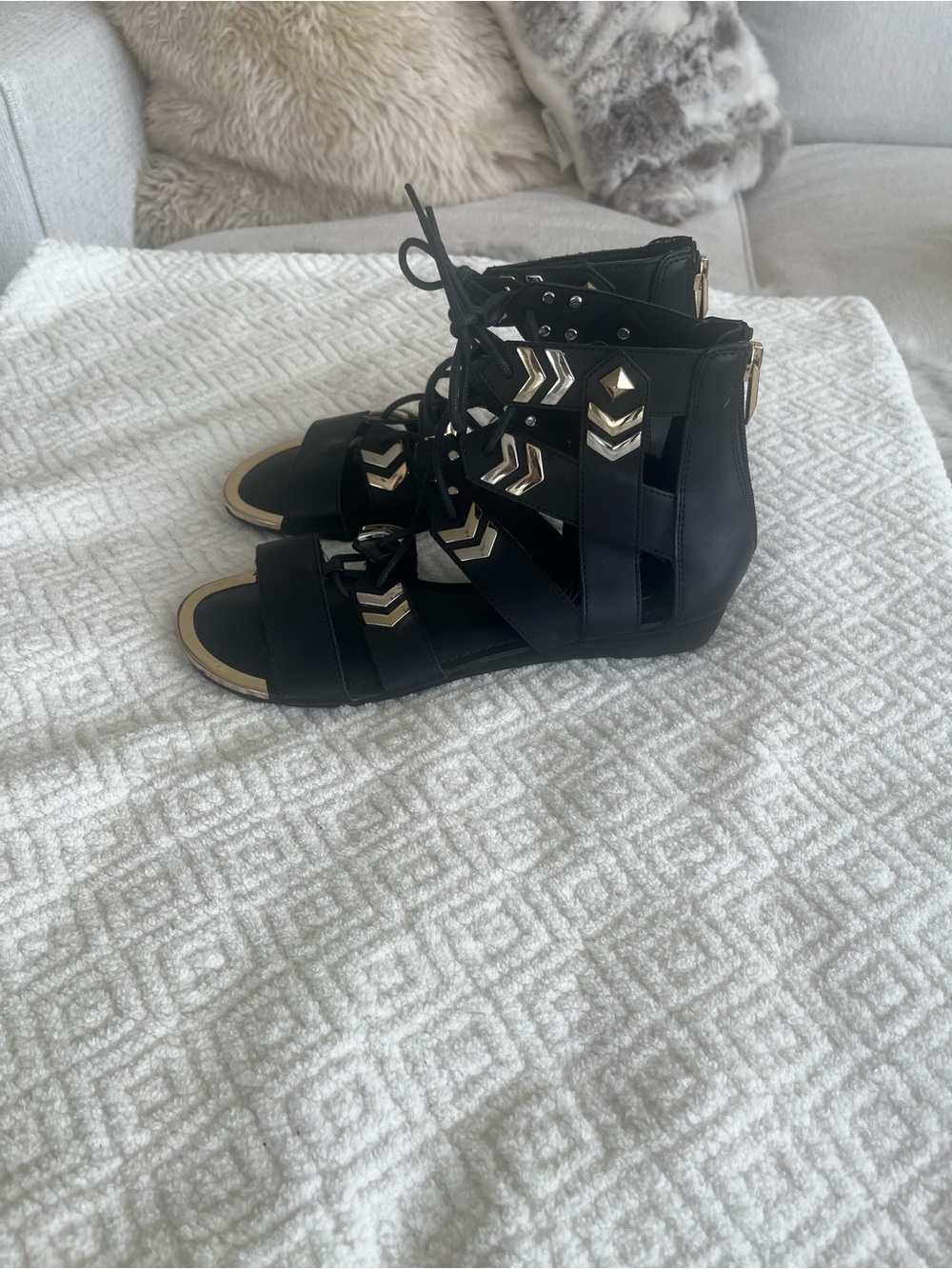 Fergie footwear Black Lace-Up Gladiator Sandals